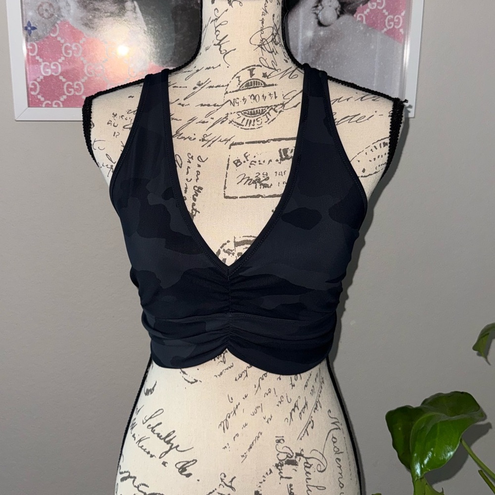 ALO Yoga Black Camouflage Sports Bra